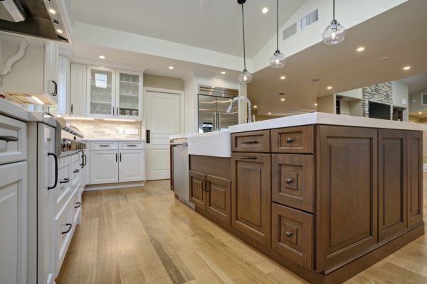 Cherry and White Kitchen Cabinets, Walnut
